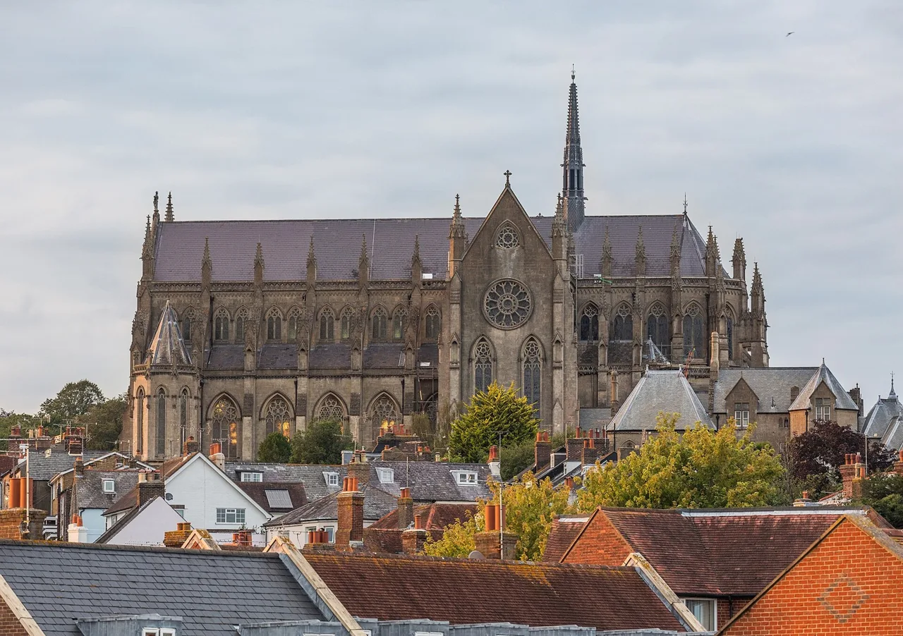 Arundel Cathedral above the town’s rooftops