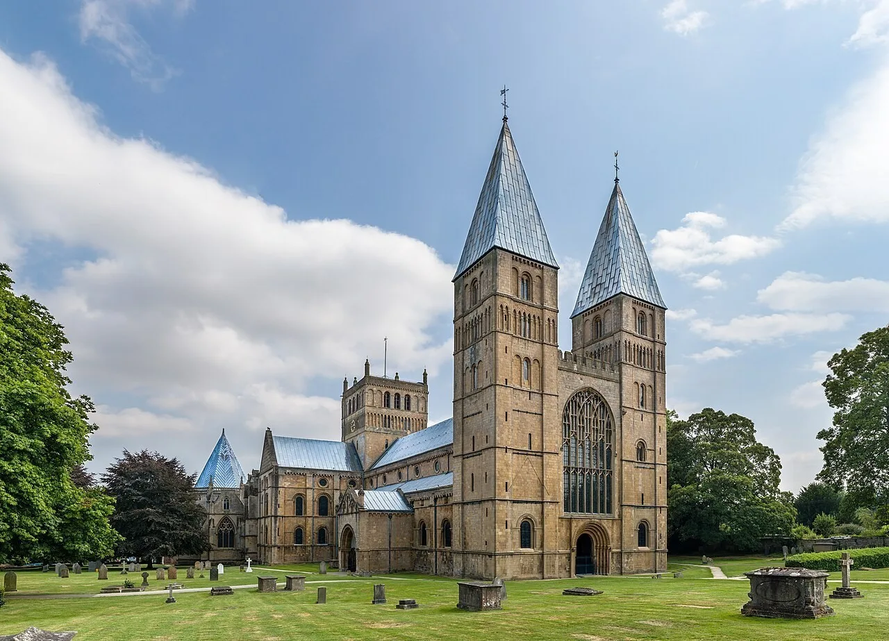 Southwell Minster with its distinctive twin towers