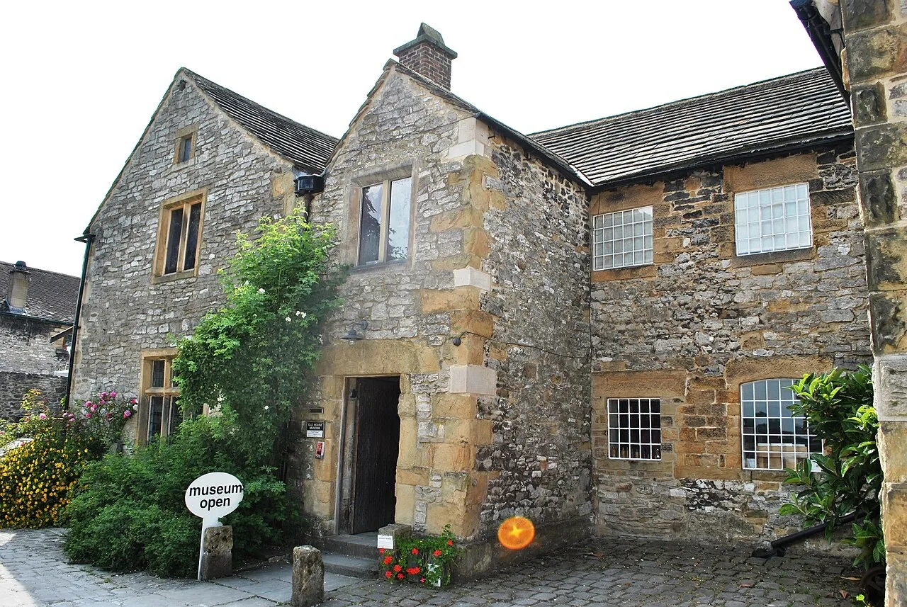 Stone facade and entrance of Bakewell Old House Museum on Cunningham Place