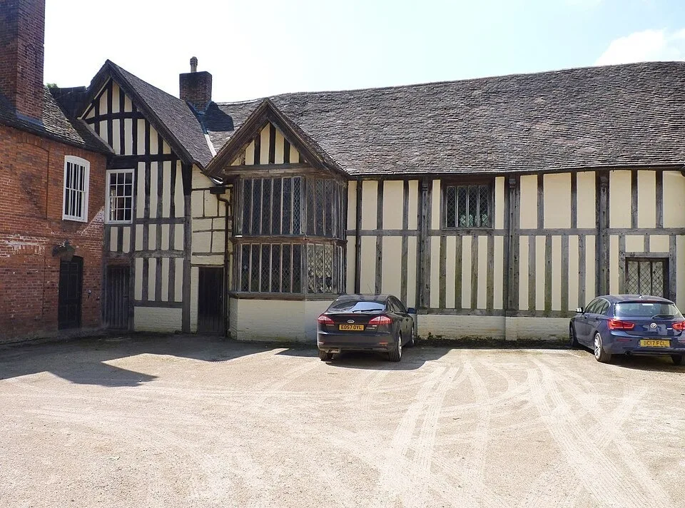 Timber-framed rear facade of The Commandery in Worcester