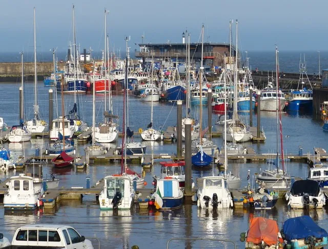 Boats in Bridlington’s working harbour