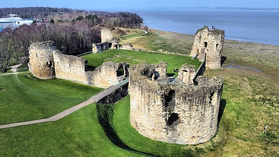 Flint Castle beside the Dee Estuary