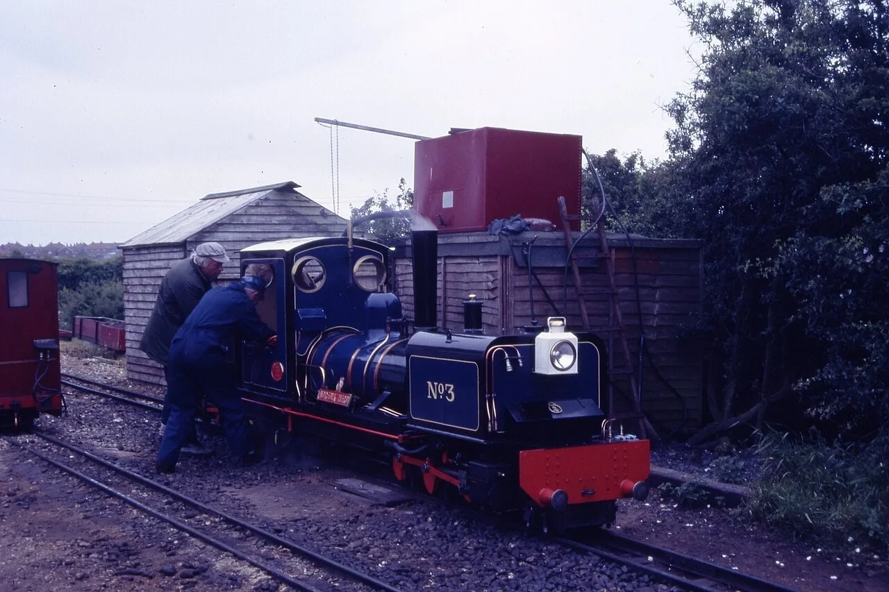Archive photograph of Norfolk Hero on the Wells and Walsingham Light Railway in 1988