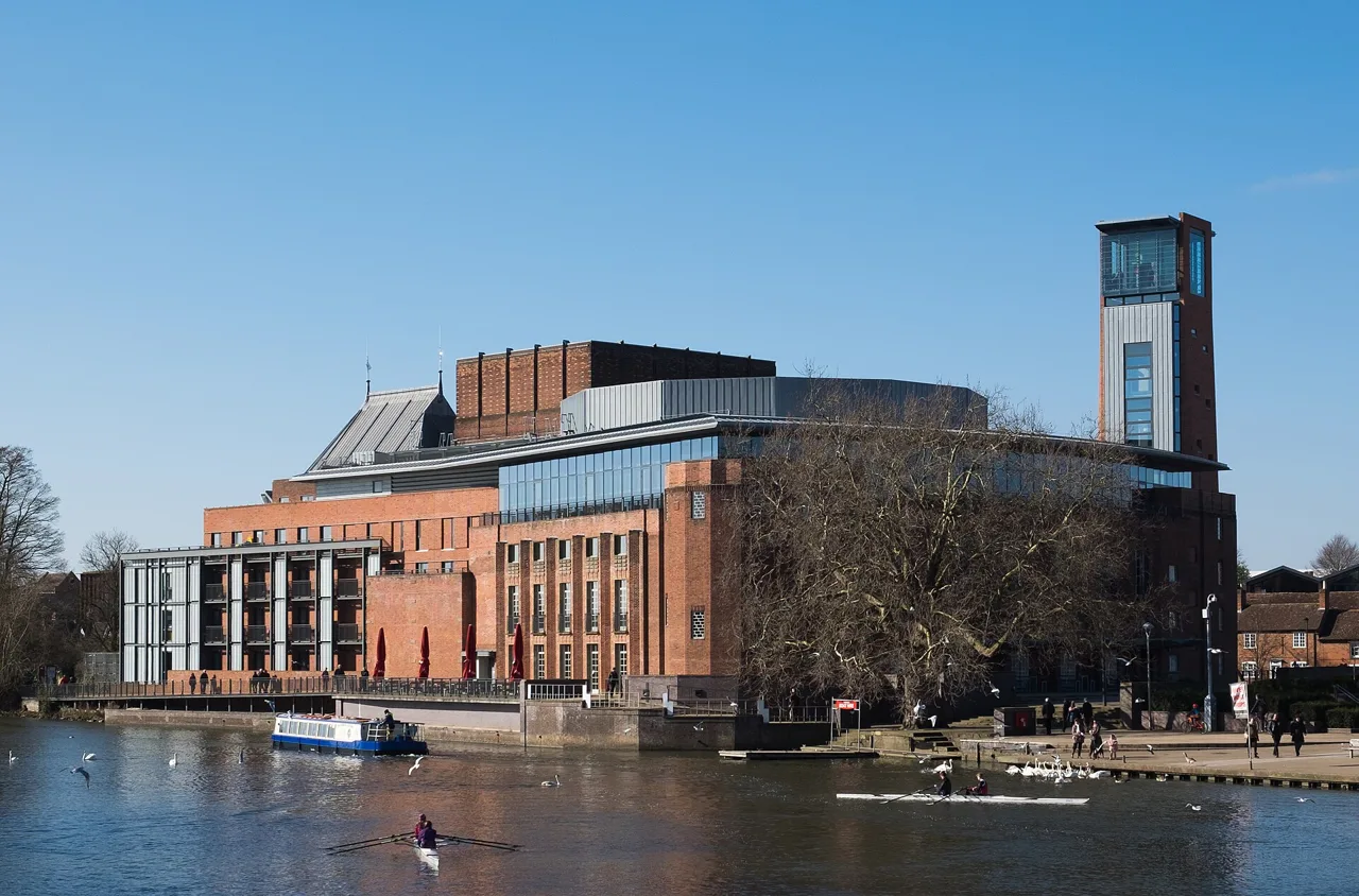 The Royal Shakespeare Theatre and tower beside the River Avon