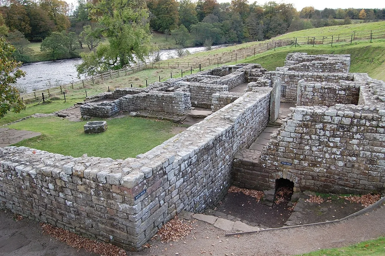 Chesters Roman bathhouse ruins beside the North Tyne