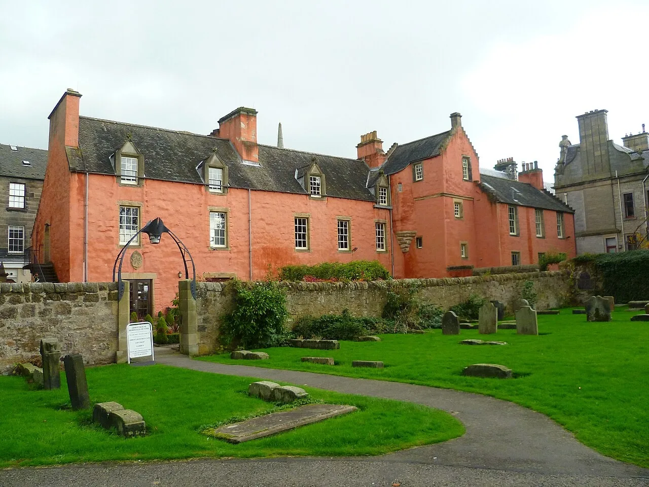 Historic Abbot House and its garden in Dunfermline