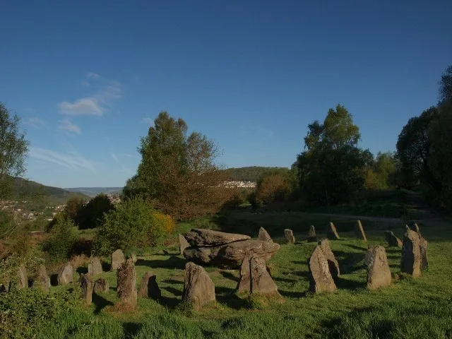 The Rocking Stone and Gorsedd circle on Pontypridd Common