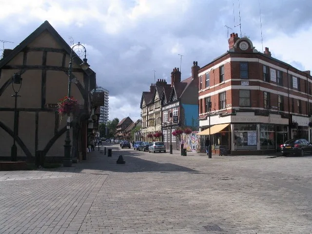 Historic buildings on Spon Street in Coventry
