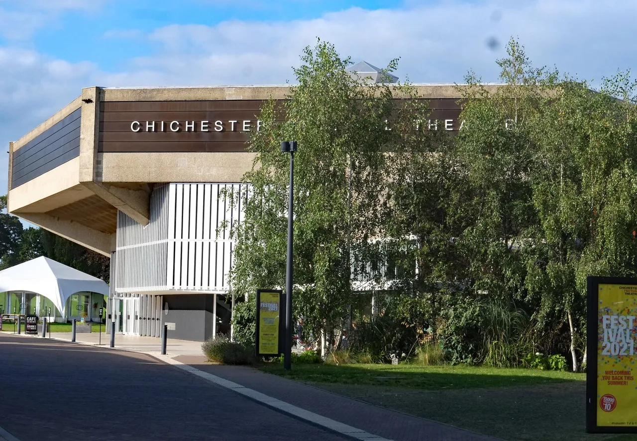 The exterior of Chichester Festival Theatre beside trees