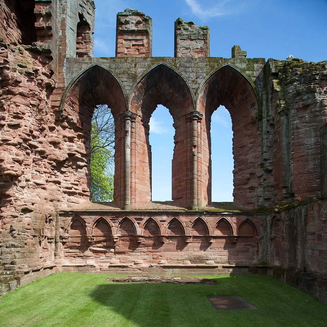 Red sandstone remains of Arbroath Abbey