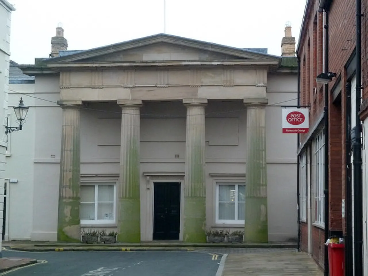 Classical columned entrance of Beverley Guildhall