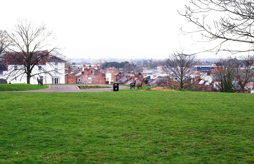 Grass and a view across Worcester from Fort Royal Park