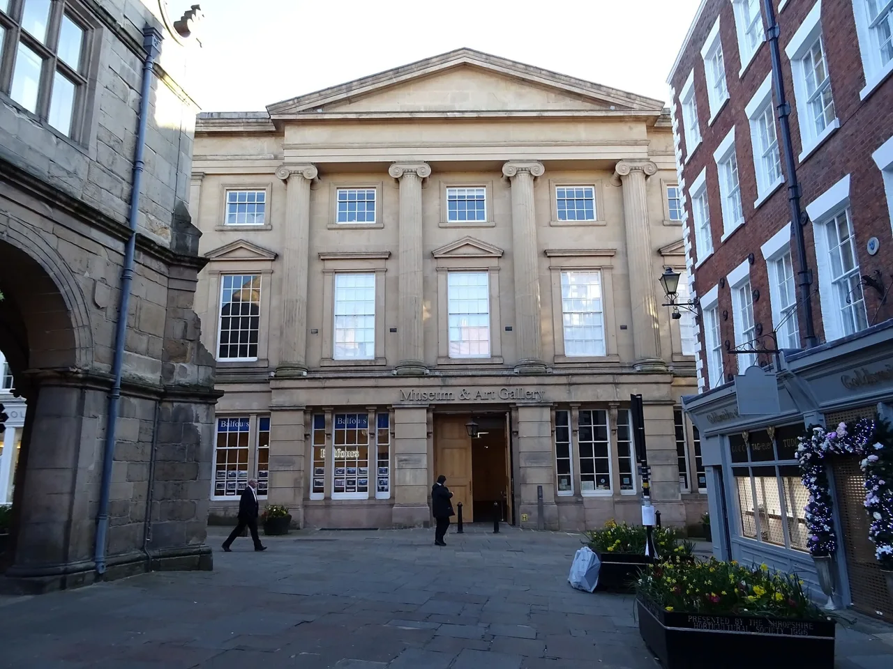 Façade of Shrewsbury Museum and Art Gallery in the former Music Hall