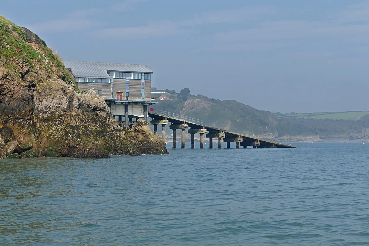 Tenby’s modern lifeboat station and its slipway beside Castle Hill