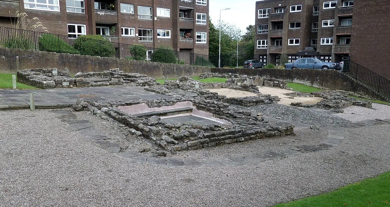 Surviving foundations of Bearsden Roman Bath House