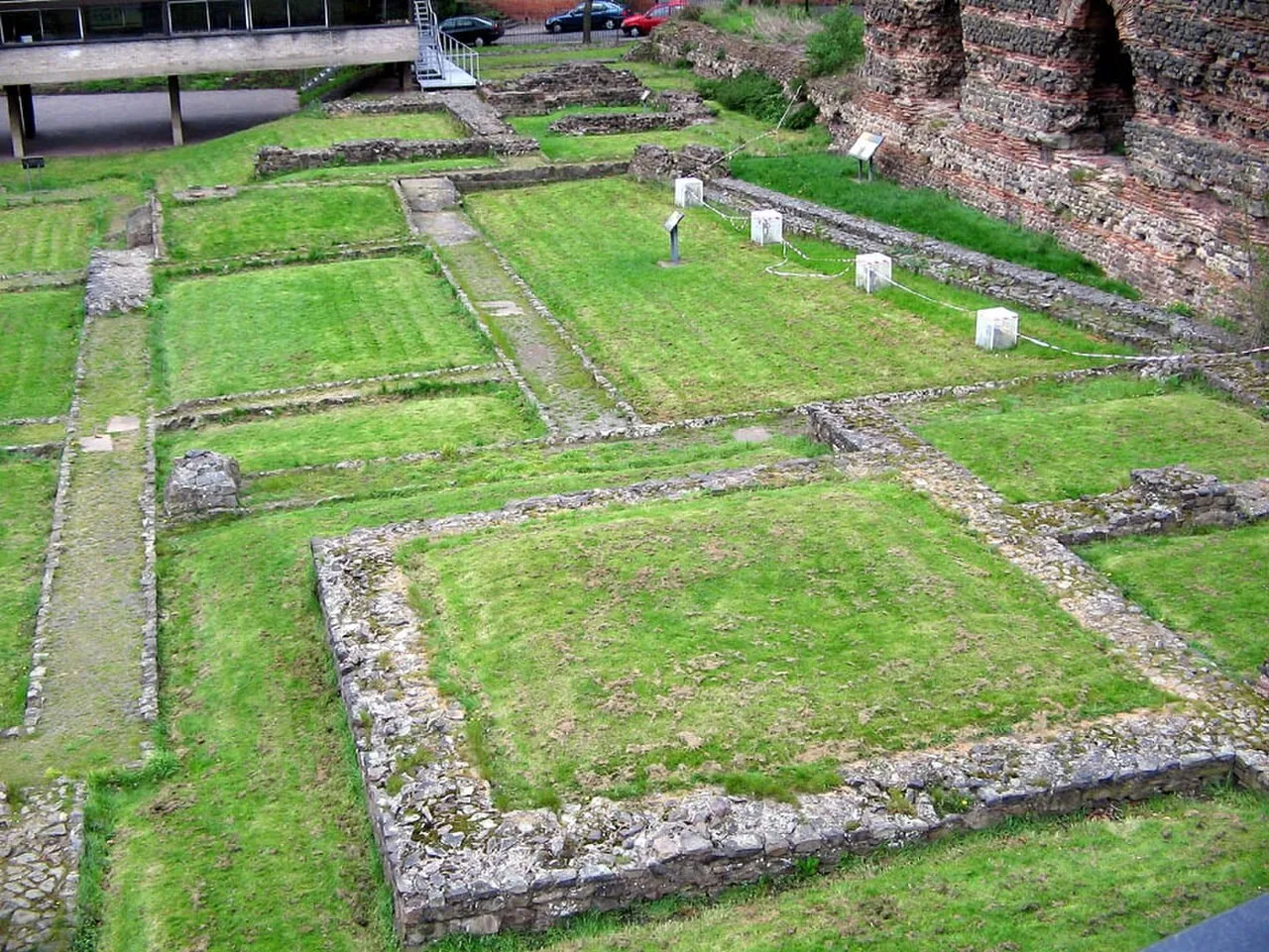 Excavated Roman bathhouse foundations at Jewry Wall