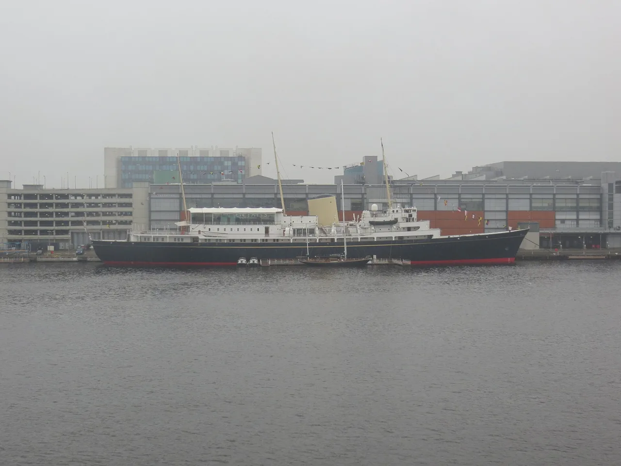 The Royal Yacht Britannia moored at Leith beside Ocean Terminal
