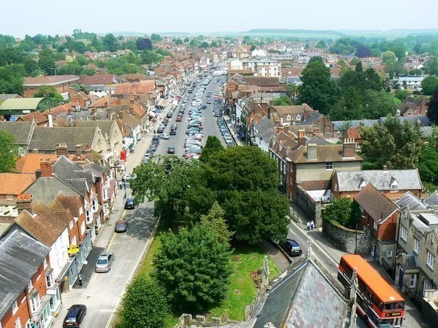 Marlborough High Street viewed from St Peter’s tower