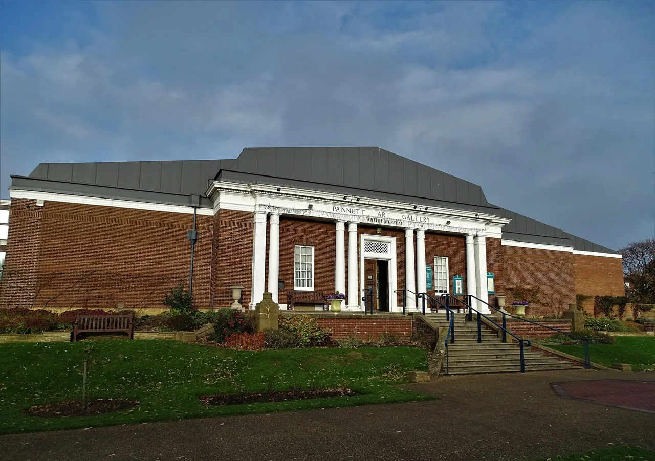 The columned entrance and lawn outside Pannett Art Gallery in Whitby