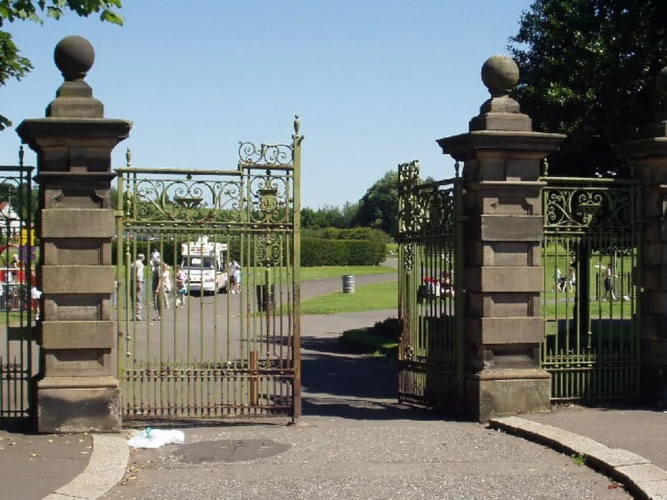 The entrance gates to Barshaw Park in Paisley