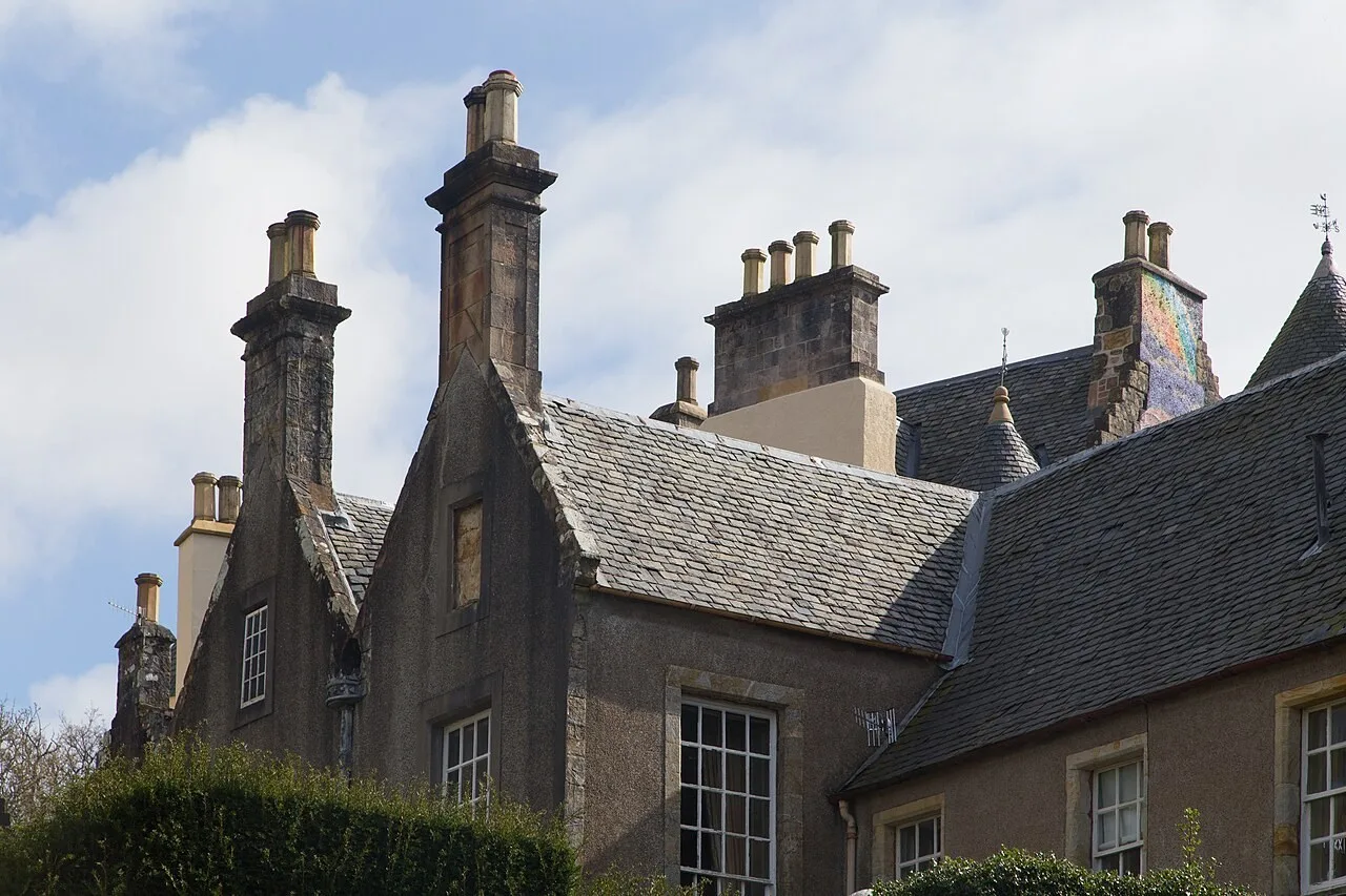 Detail of Kelburn Castle exterior photographed in 2017