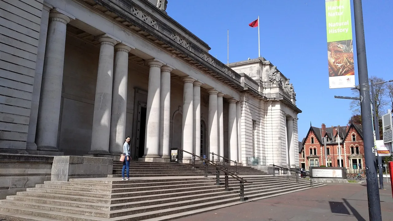 The stone frontage of National Museum Cardiff in Cathays Park