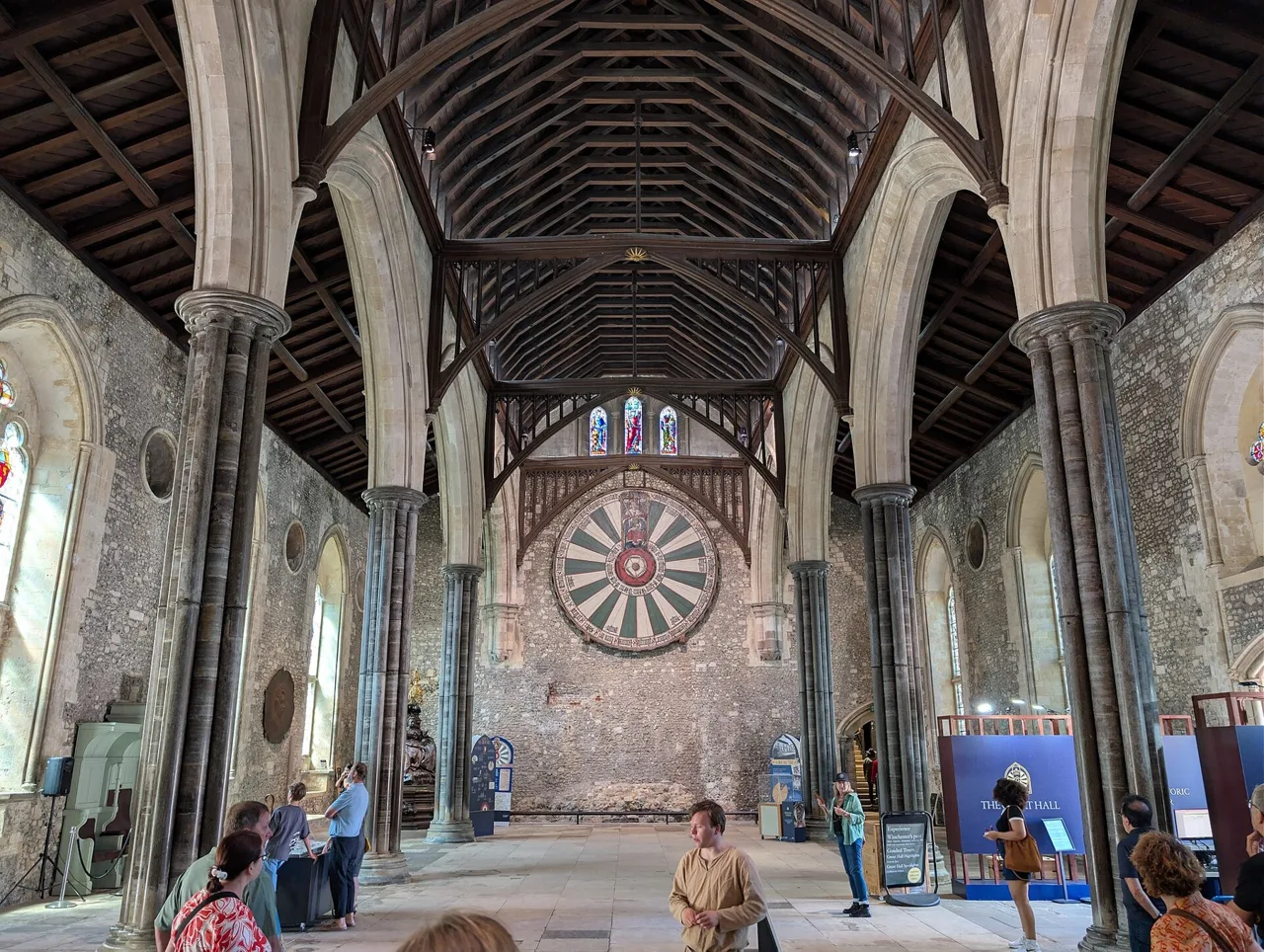 The Round Table above the arched interior of Winchester’s Great Hall