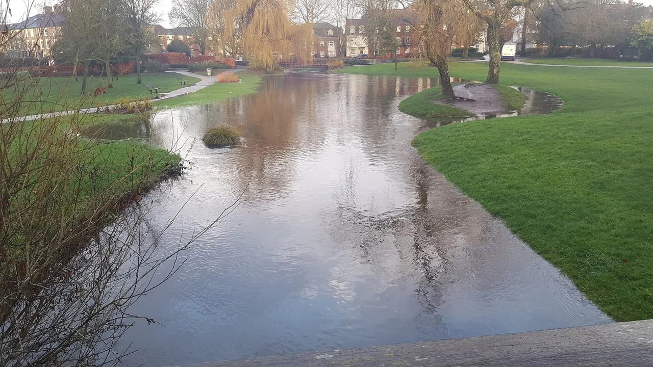 Water and planting in Queen Elizabeth Gardens, Salisbury