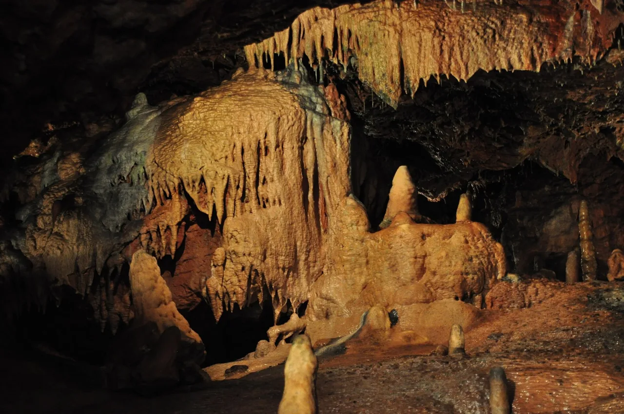 Rock formations inside Kents Cavern in Torquay