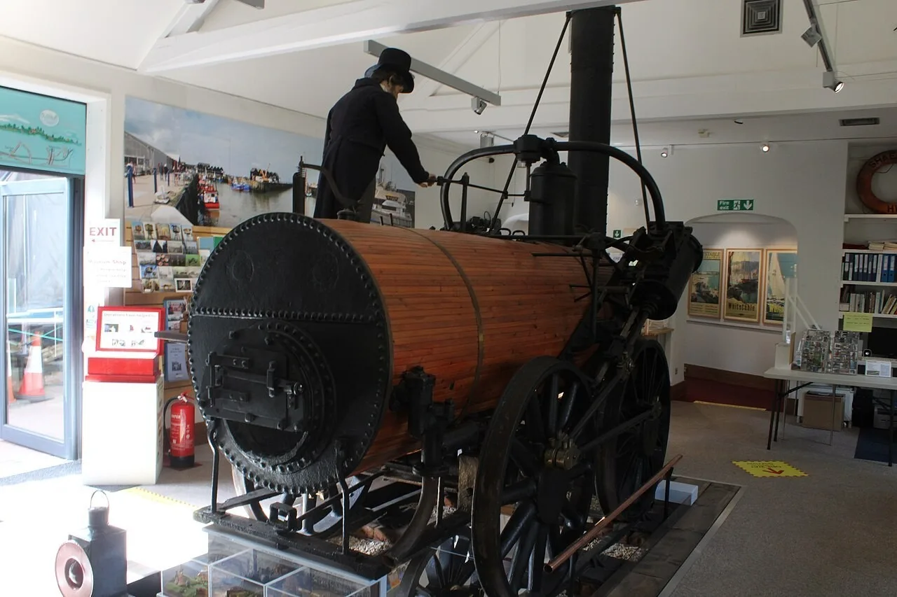 Historic Invicta locomotive inside Whitstable Museum