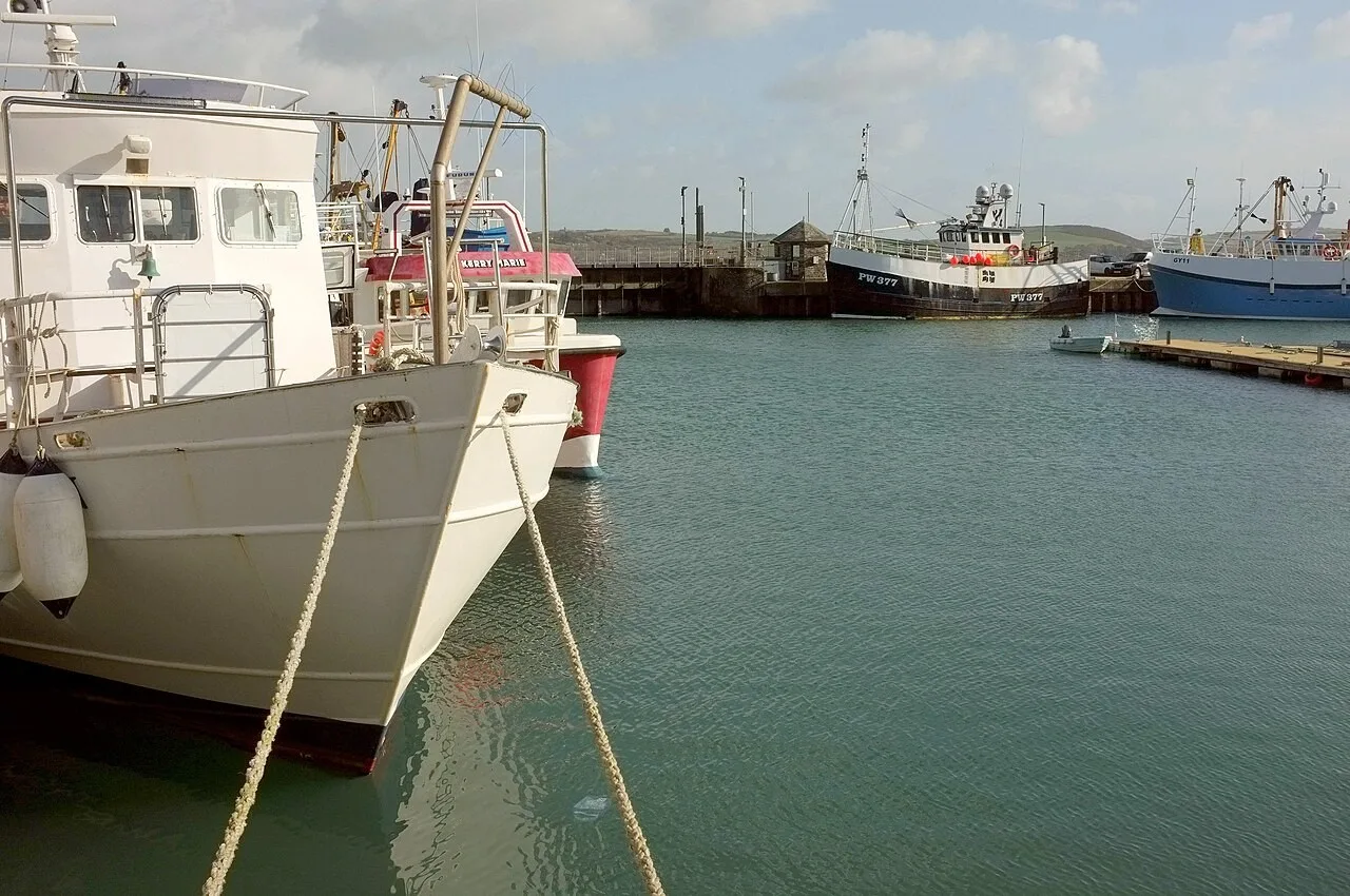 Fishing boats moored in Padstow Harbour