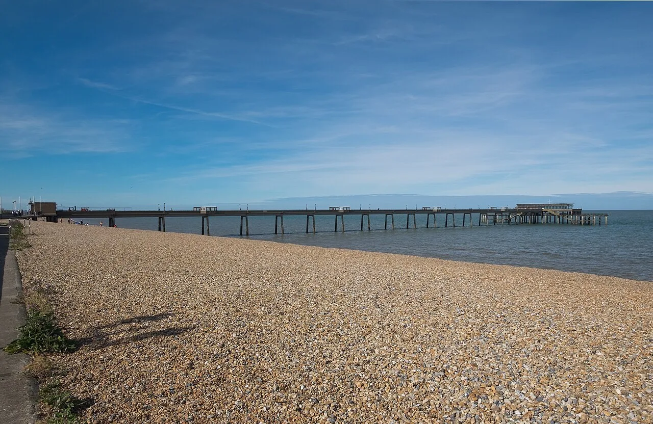 Deal Pier seen across the shingle beach
