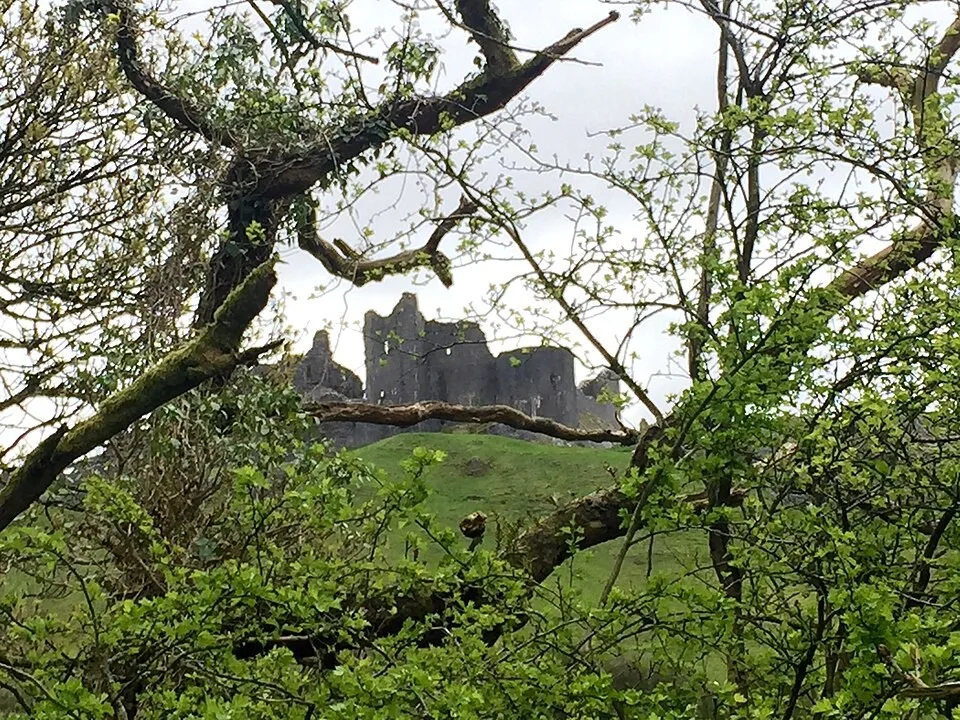Carreg Cennen Castle on its crag above Trapp