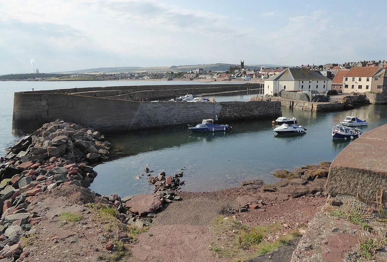 Dunbar harbour and coastal buildings