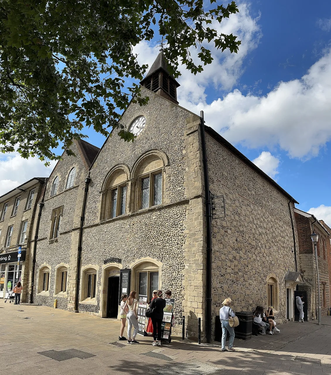 Flint and stone exterior of Moyse’s Hall Museum in Bury St Edmunds
