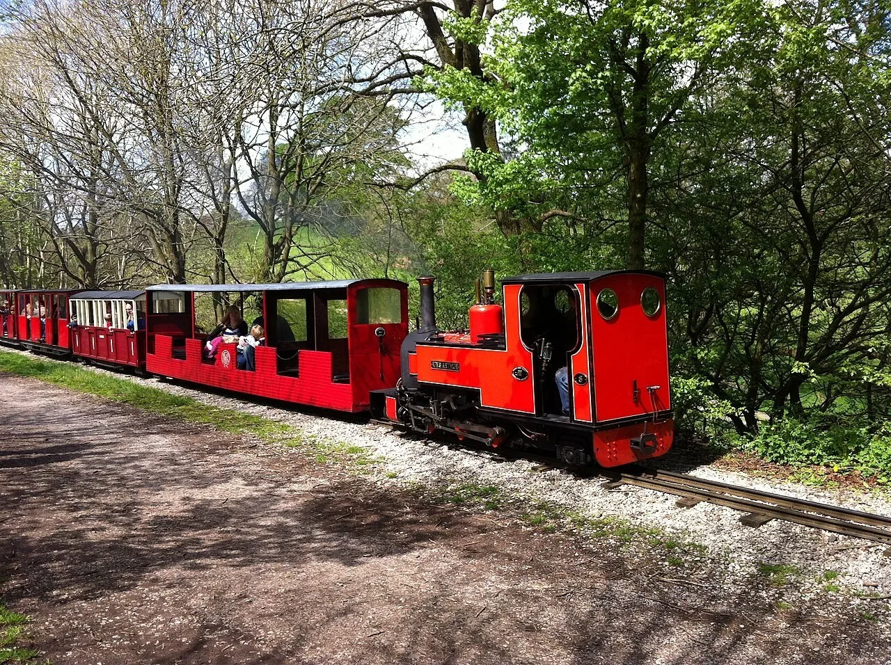 A miniature train on Rudyard Lake Railway