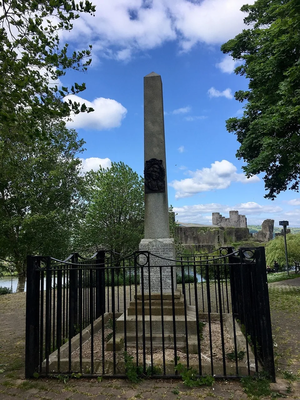 David Williams memorial in the park beside Caerphilly Castle
