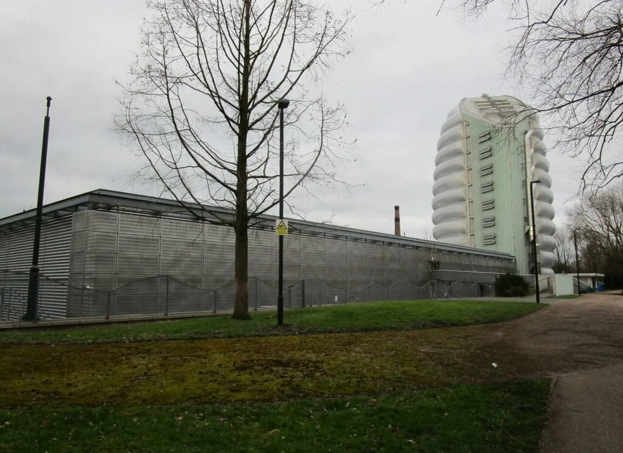 National Space Centre buildings and tall rocket tower beside a path