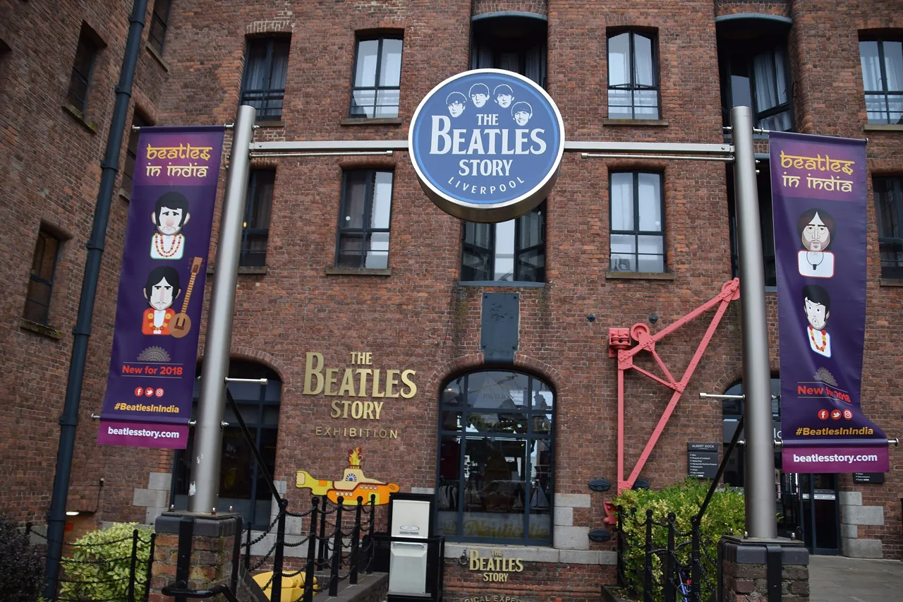 The Beatles Story sign above its Royal Albert Dock exhibition entrance