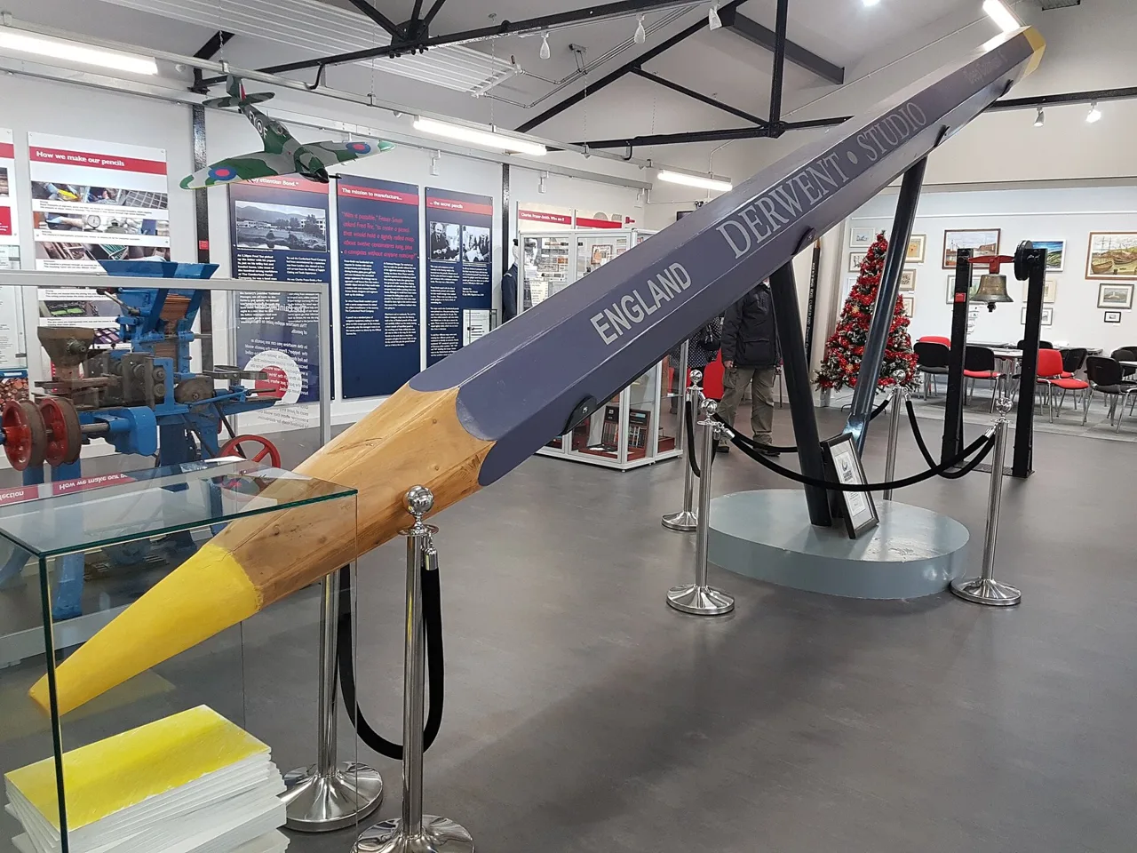 An enormous display pencil inside the Derwent Pencil Museum