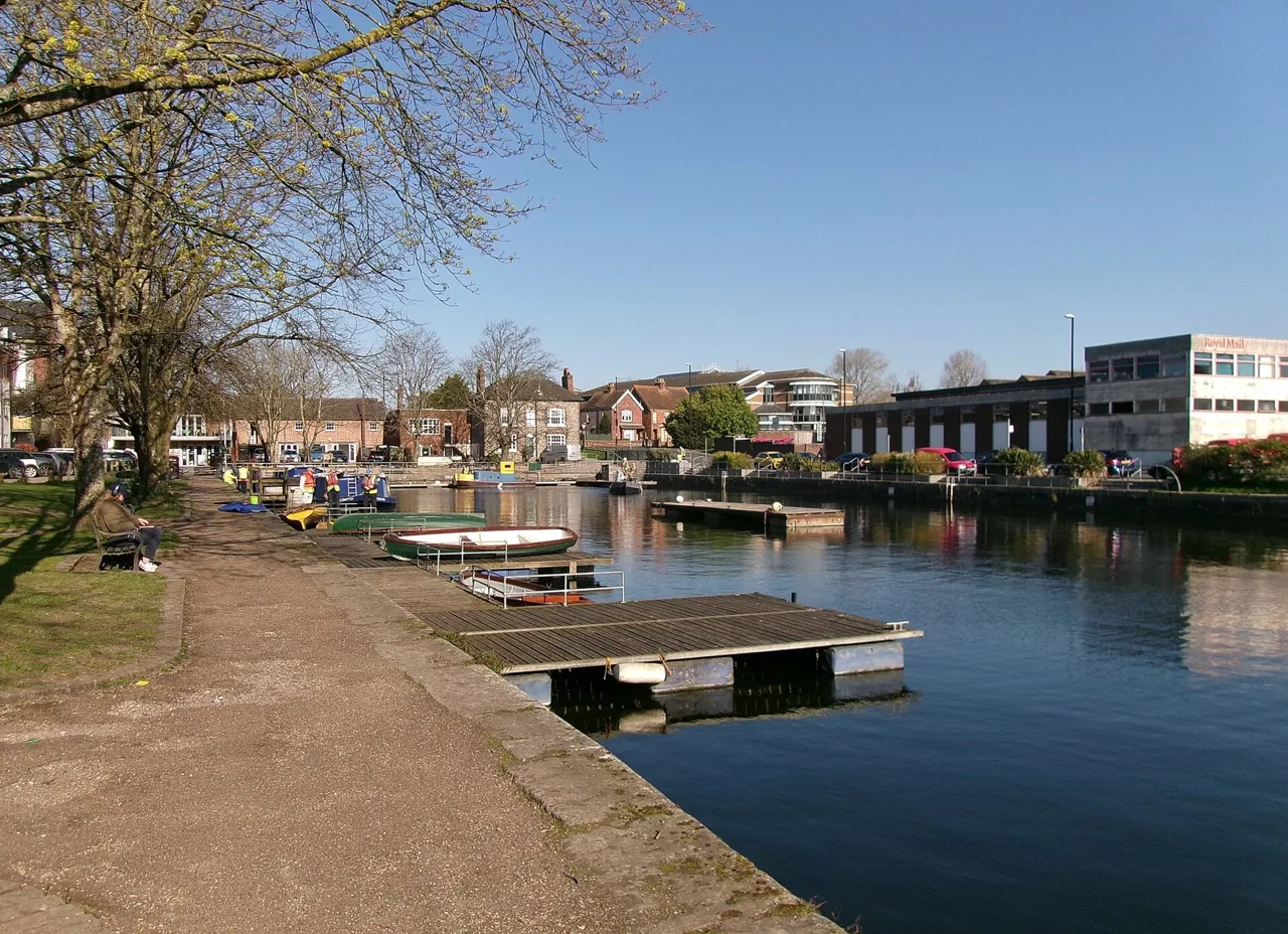 Boats and waterside buildings at Chichester Canal Basin