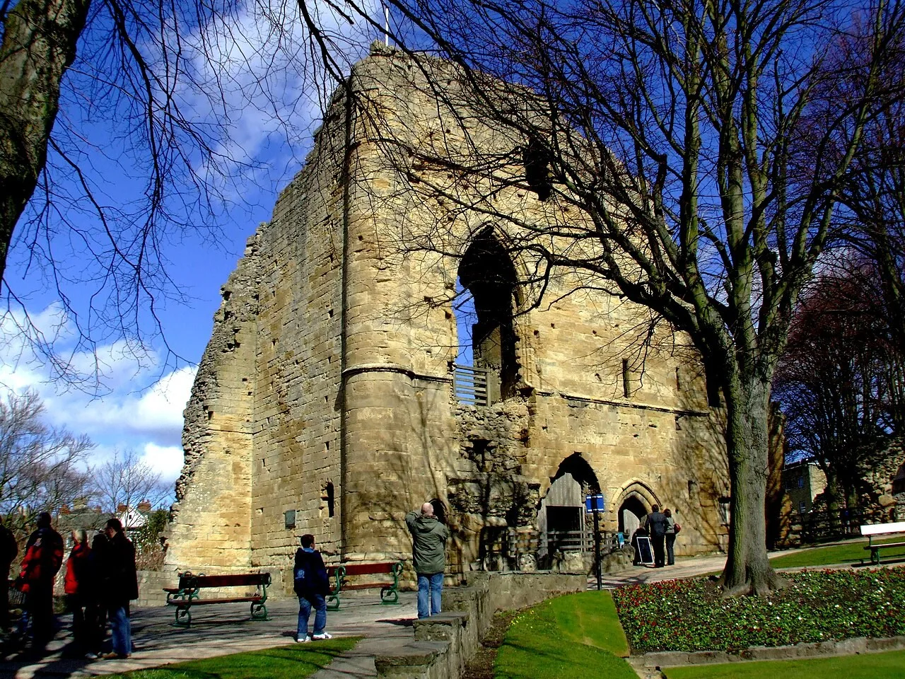 Ruined stone walls of Knaresborough Castle