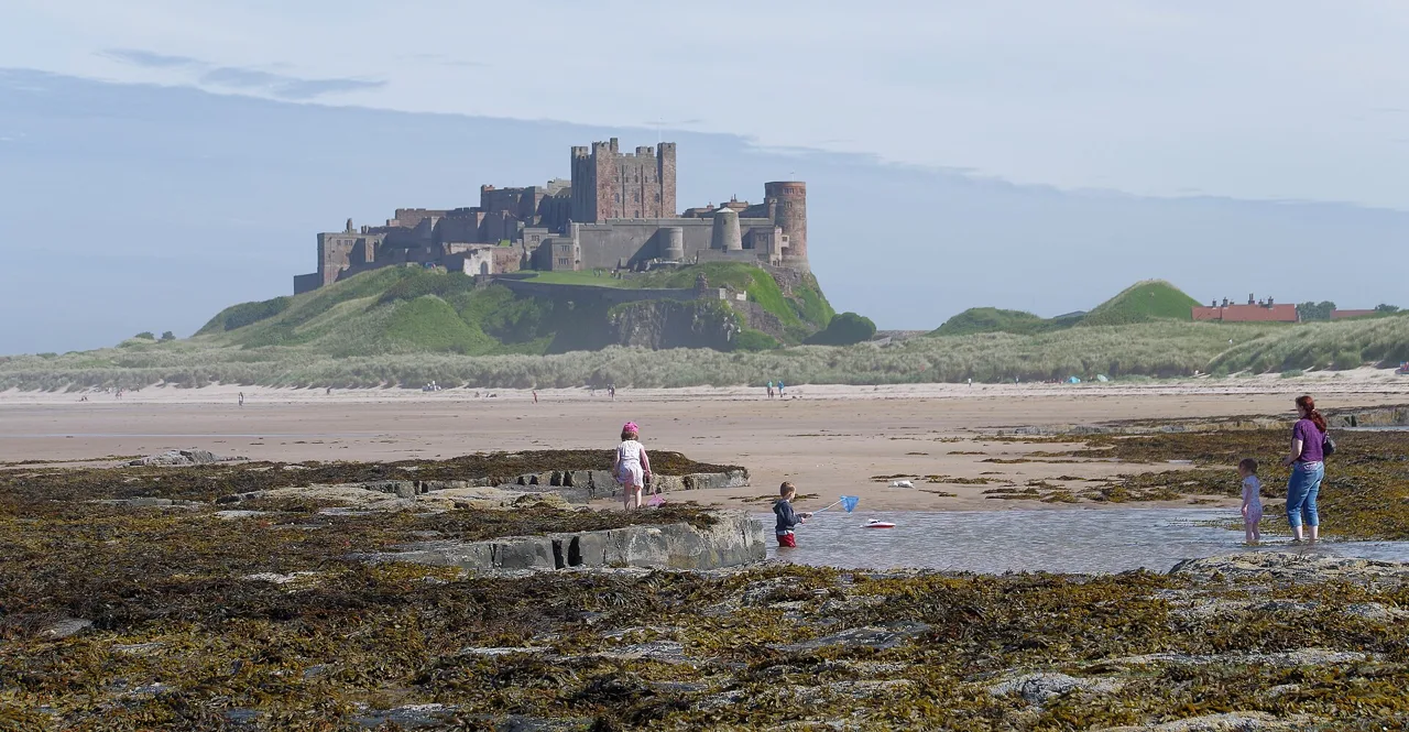 Bamburgh Castle seen from the northern beach