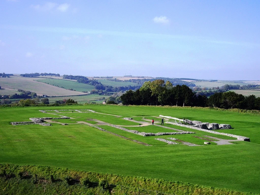 The excavated foundations of the former cathedral at Old Sarum