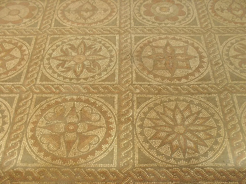 The preserved Roman mosaic at Verulamium in St Albans
