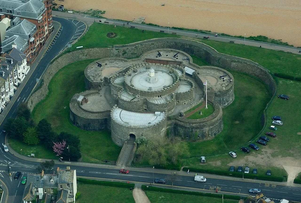 Aerial view of Deal Castle’s rounded coastal defences