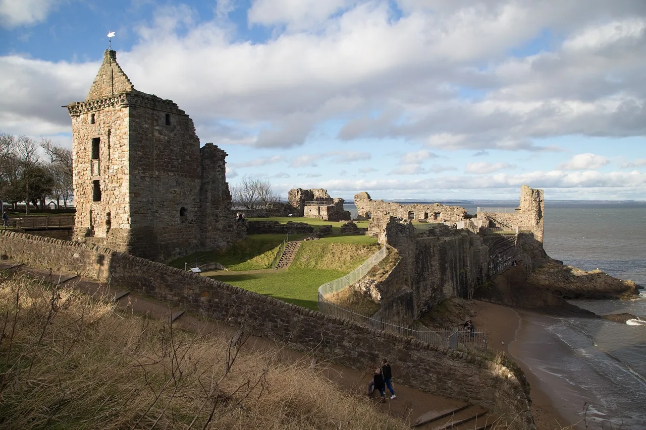 St Andrews Castle ruins above the sea, viewed from the southeast