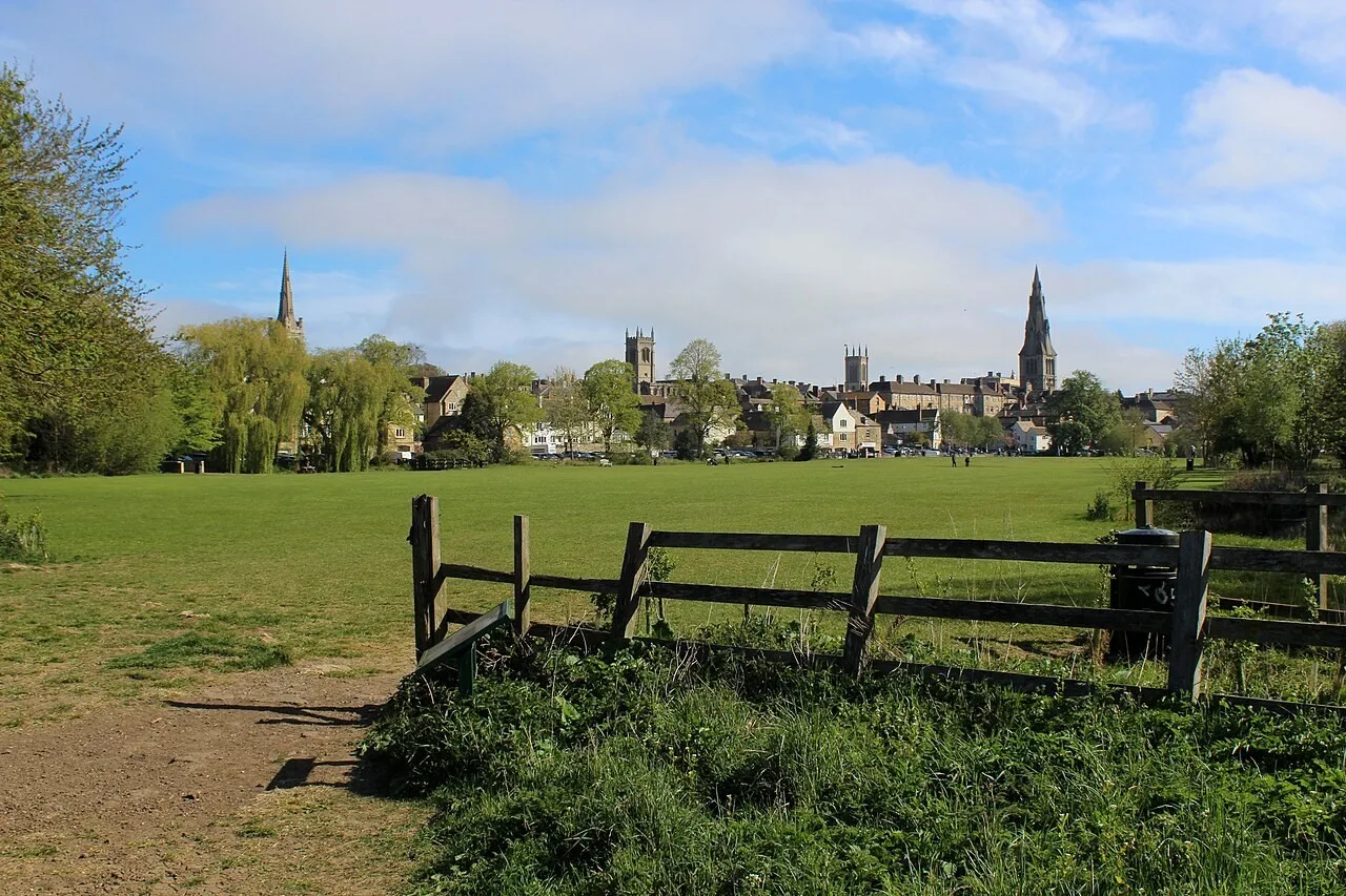 Stamford’s skyline seen across Town Meadows
