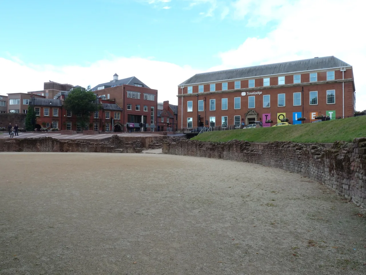 The excavated stone perimeter of Chester Roman Amphitheatre