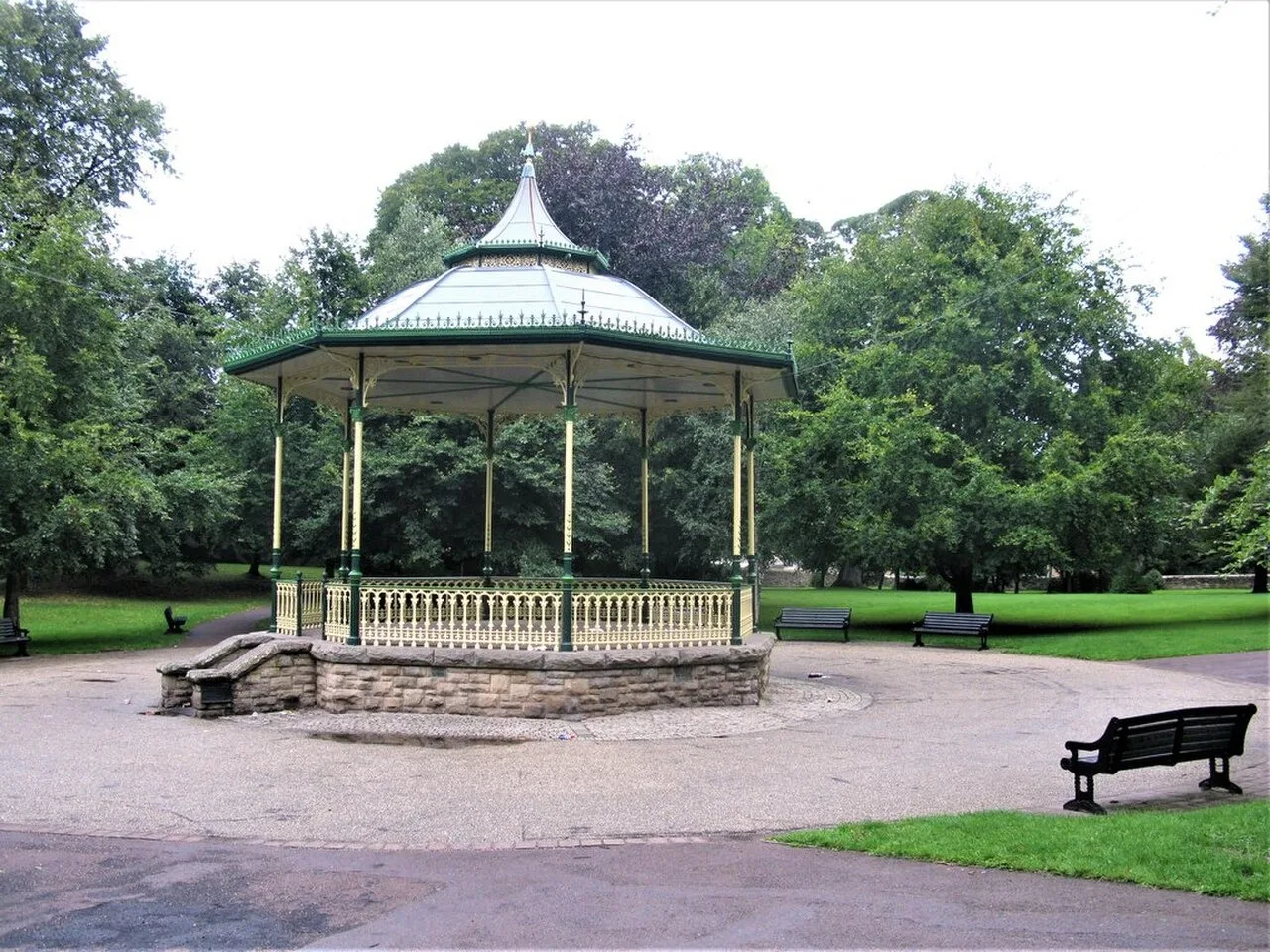 Bandstand and paths in the Abbey Grounds beside the Sele